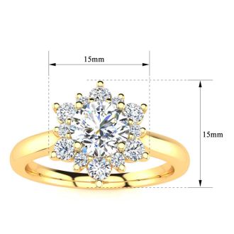 2 3/4 Carat Round Shape Halo Diamond Engagement Ring In 14 Karat Yellow Gold