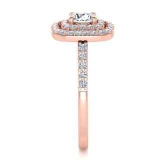 1 Carat Double Halo Diamond Engagement Ring in 14k Rose Gold
