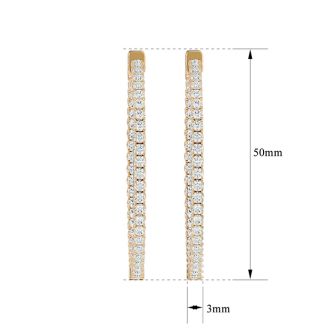7 3/4 Carat Diamond Hoop Earrings In 14 Karat Yellow Gold, 2 Inches