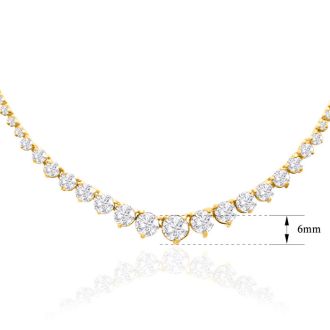 Graduated 8 Carat Diamond Tennis Necklace In 14 Karat Yellow Gold, 17 Inches