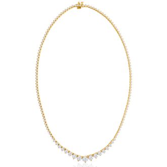 Graduated 8 Carat Diamond Tennis Necklace In 14 Karat Yellow Gold, 17 Inches