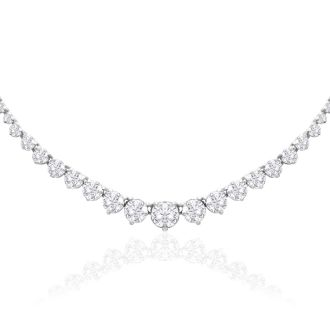 Graduated 8 Carat Diamond Tennis Necklace In 14 Karat White Gold, 17 Inches