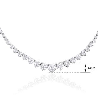Graduated 8 Carat Diamond Tennis Necklace In 14 Karat White Gold, 17 Inches