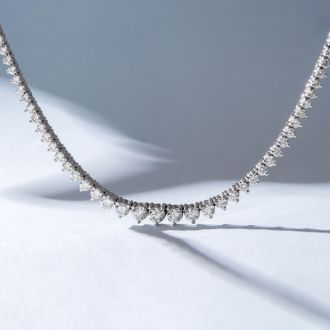 Graduated 8 Carat Diamond Tennis Necklace In 14 Karat White Gold, 17 Inches