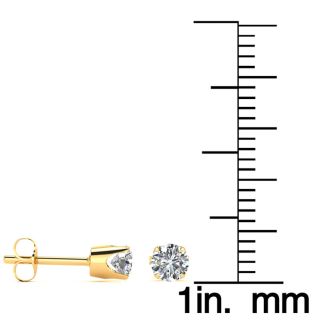 1/2 Carat Round Moissanite Stud Earrings in Yellow Gold