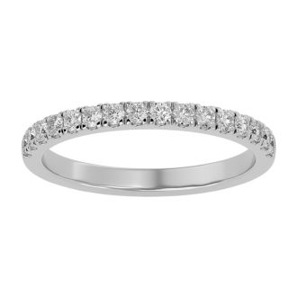 Moissanite Engagement Ring; 1/3 Carat Moissanite Wedding Band In 14 Karat White Gold