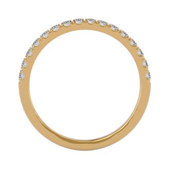 Moissanite Engagement Ring; 1/3 Carat Moissanite Wedding Band In 14 Karat Yellow Gold
