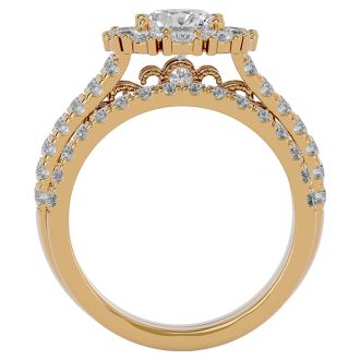 2 1/2 Carat Shape Diamond Bridal Set In 14 Karat Yellow Gold