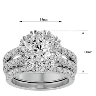 3 1/2 Carat Shape Diamond Bridal Set In 14 Karat White Gold