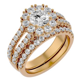 4 1/2 Carat Shape Diamond Bridal Set In 14 Karat Yellow Gold