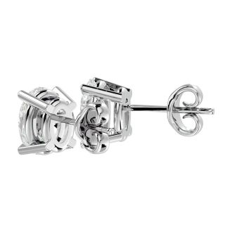 2 Carat Oval Shape Moissanite Stud Earrings In 14 Karat White Gold