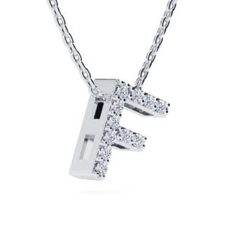 Letter F Diamond Initial Necklace In 1.4 Karat Gold™ With 11 Diamonds, 18 Inches (J-K, I2-I3)