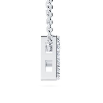 Letter F Diamond Initial Necklace In Sterling Silver With 11 Diamonds, 18 Inches