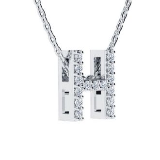 H Initial Necklace In 1.4 Karat Gold™ With 15 Diamonds, 18 Inches