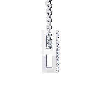 H Initial Necklace In Sterling Silver With 15 Diamonds, 18 Inches