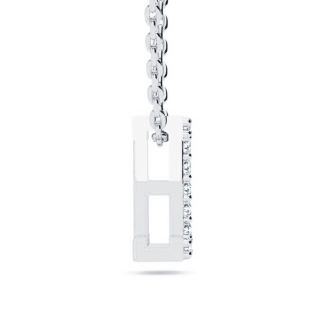 Letter I Diamond Initial Necklace In Sterling Silver With 9 Diamonds, 18 Inches