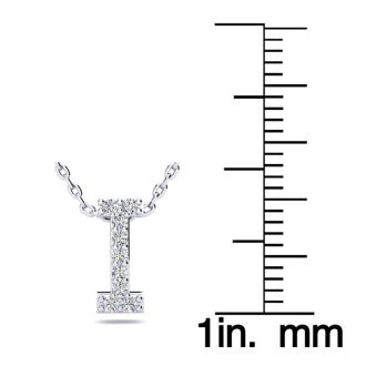 Letter I Diamond Initial Necklace In Sterling Silver With 9 Diamonds, 18 Inches