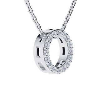 Letter O Diamond Initial Necklace In Sterling Silver With 16 Diamonds, 18 Inches