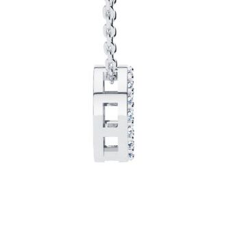 Letter Q Diamond Initial Necklace In Sterling Silver With 17 Diamonds, 18 Inches