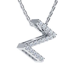 Z Initial Necklace In Sterling Silver With 16 Diamonds, 18 Inches