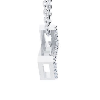 Z Initial Necklace In Sterling Silver With 16 Diamonds, 18 Inches