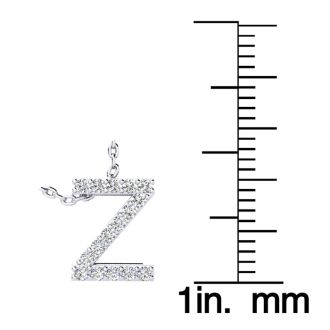 Z Initial Necklace In Sterling Silver With 16 Diamonds, 18 Inches