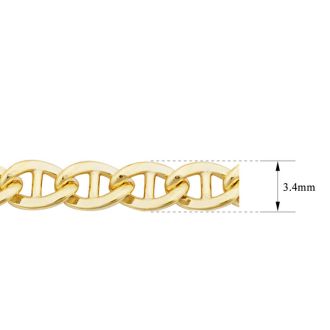 3.4mm Mariner Link Chain Necklace, 20 Inches, Yellow Gold