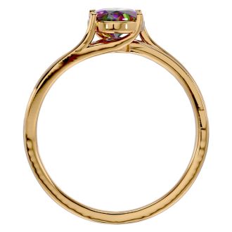 1-1/4 Carat Oval Shape Mystic Topaz Ring With Diamonds In 14 Karat Yellow Gold