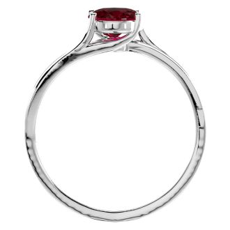 Garnet Ring: Garnet Jewelry: 1 3/4 Carat Oval Shape Garnet and Diamond Ring In 14 Karat White Gold
