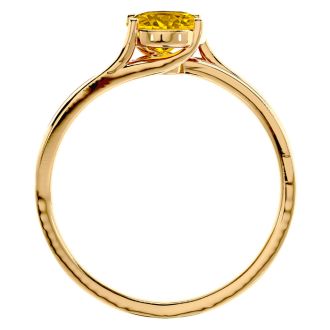 1 1/4 Carat Oval Shape Citrine and Diamond Ring In 14 Karat Yellow Gold