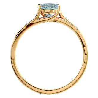 Aquamarine Ring: Aquamarine Jewelry: 1 1/3 Carat Oval Shape Aquamarine and Diamond Ring In 14 Karat Yellow Gold