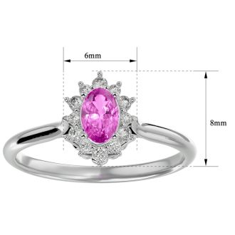 2/3 Carat Oval Shape Pink Topaz and Halo Diamond Ring In 14 Karat White Gold