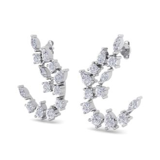 Diamond Drop Earrings: 3 Carat Fancy Diamond Drop Earrings In 14 Karat White Gold