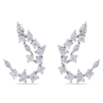Diamond Drop Earrings: 3 Carat Fancy Diamond Drop Earrings In 14 Karat White Gold
