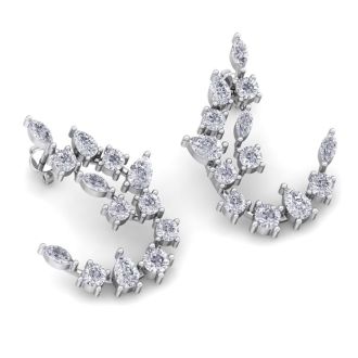 Diamond Drop Earrings: 3 Carat Fancy Diamond Drop Earrings In 14 Karat White Gold