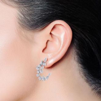 Diamond Drop Earrings: 3 Carat Fancy Diamond Drop Earrings In 14 Karat White Gold
