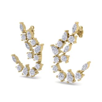 3 Carat Fancy Diamond Drop Earrings In 14 Karat Yellow Gold