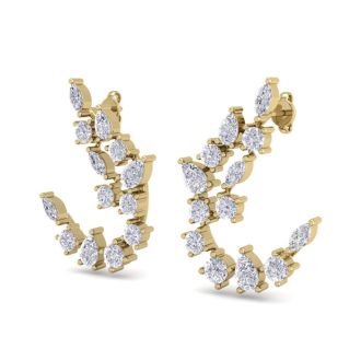 Diamond Drop Earrings: 3 Carat Fancy Diamond Drop Earrings In 14 Karat Yellow Gold