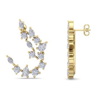 Diamond Drop Earrings: 3 Carat Fancy Diamond Drop Earrings In 14 Karat Yellow Gold