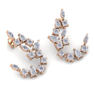 3 Carat Fancy Diamond Drop Earrings In 14 Karat Rose Gold