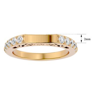 Moissanite Engagement Ring; 1/2 Carat Moissanite Wedding Band In 14 Karat Yellow Gold