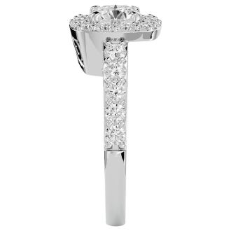 Moissanite Engagement Ring; 2 1/2 Carat Moissanite Halo Engagement Ring In 14 Karat White Gold
