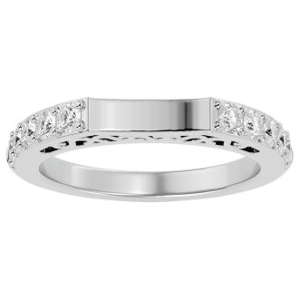 1/2 Carat Diamond Wedding Band In 14 Karat White Gold