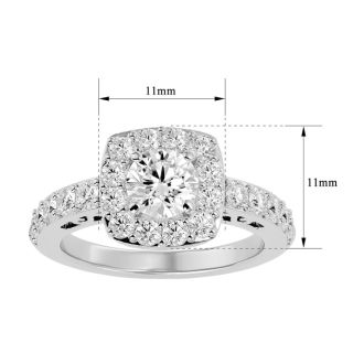 2 1/2 Carat Halo Diamond Engagement Ring In 14 Karat White Gold
