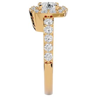 2 1/2 Carat Halo Diamond Engagement Ring In 14 Karat Yellow Gold