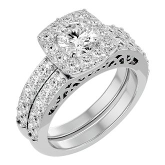 3 Carat Shape Diamond Bridal Set In 14 Karat White Gold