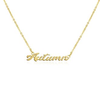 Autumn Nameplate Necklace In Gold 