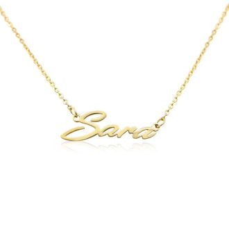 Sara Nameplate Necklace In Gold 