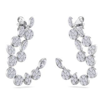 Diamond Drop Earrings: 1 1/4 Carat Pave Diamond Fancy Drop Earrings In 14 Karat White Gold