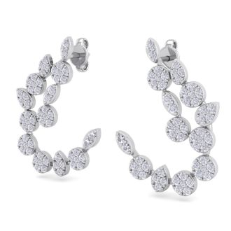 Diamond Drop Earrings: 1 1/4 Carat Pave Diamond Fancy Drop Earrings In 14 Karat White Gold